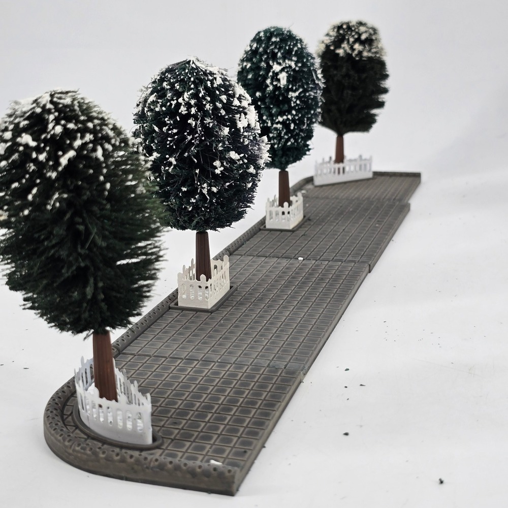 Dept‎ 56 Boulevard Heritage Village 14 Pc Accessory Set Gray Snow Trees 5516-6 *